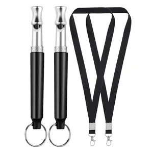 Dog Whistle, 2 Pack Adjustable Ultrasonic Dog Whistle to Stop Barking for Dogs, Recall Training, Professional Ultrasonic Silent Dog Whistle Training Control Tool for Dogs, with Black Strap Lanyard