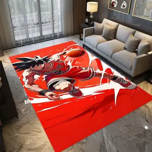 Goku Bulls Basketball Pattern, Cartoon Pattern Rug, Simple, Creative Printed Carpet Corridor Balcony Carpet Bathroom Door Mat Home Decoration Living Room Bedroom Bedside Carpet Halloween Christmas Gift DT3