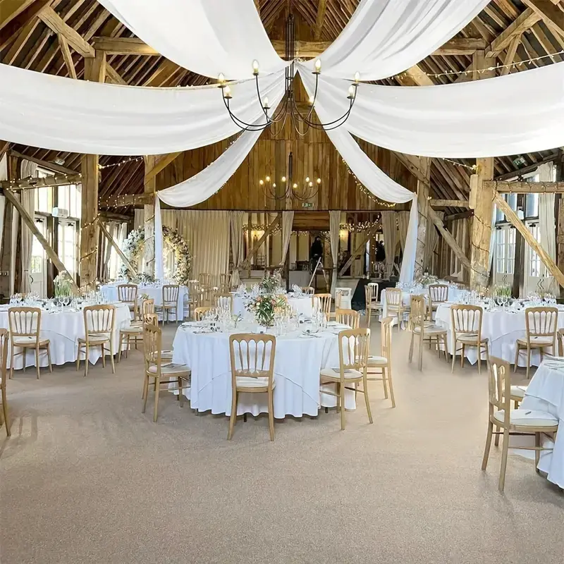 White Ceiling Drapes 6 Panels 5ftx10ft Wedding Drapery Fabric Cheesecloth for Party Ceremony Stage Event Decoration Chiffon Backdrop with 4" Pockets for Easy Cleaning