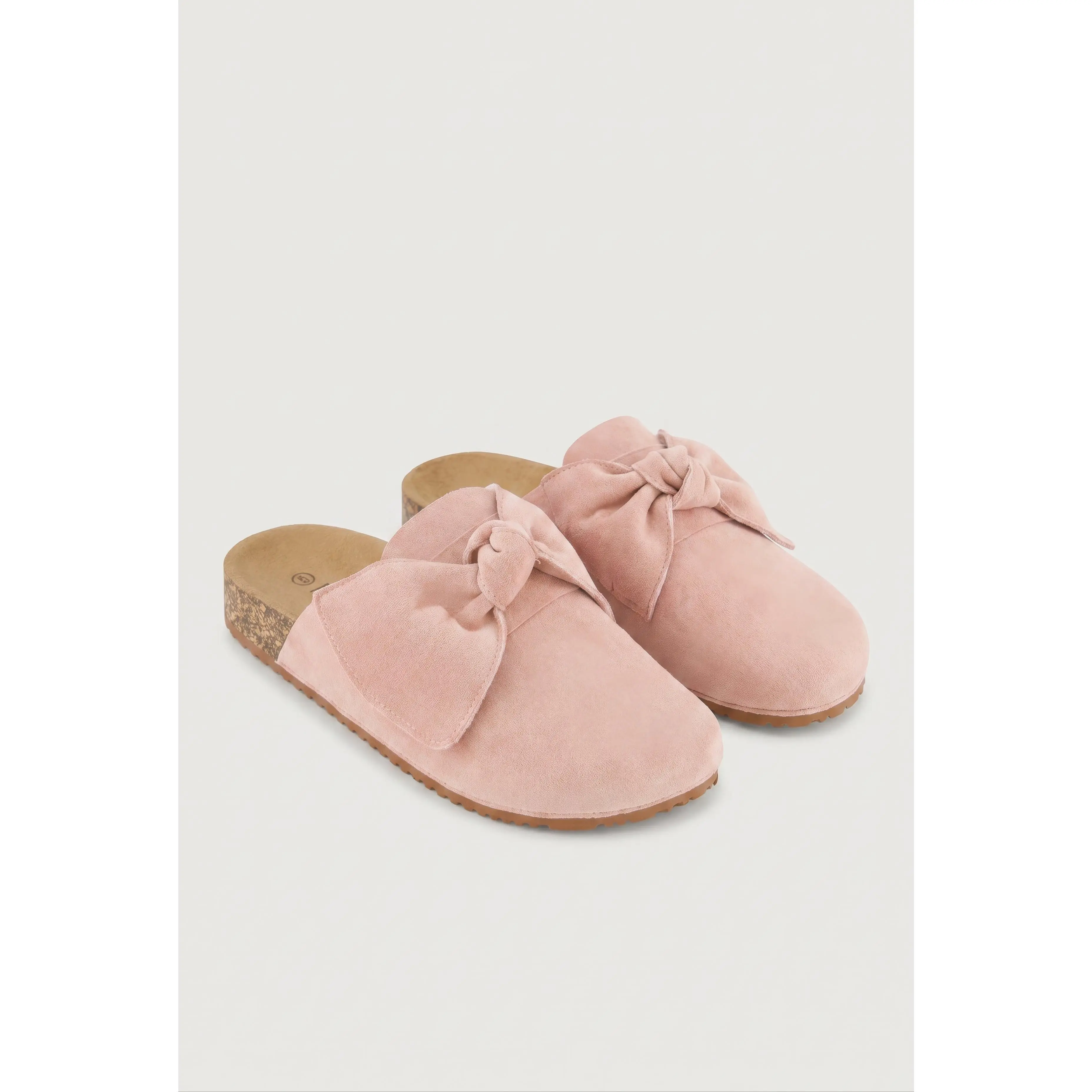 Faux Suede Bow Cork Footbed Clogs Faux Suede Bow Cork Footbed Clogs