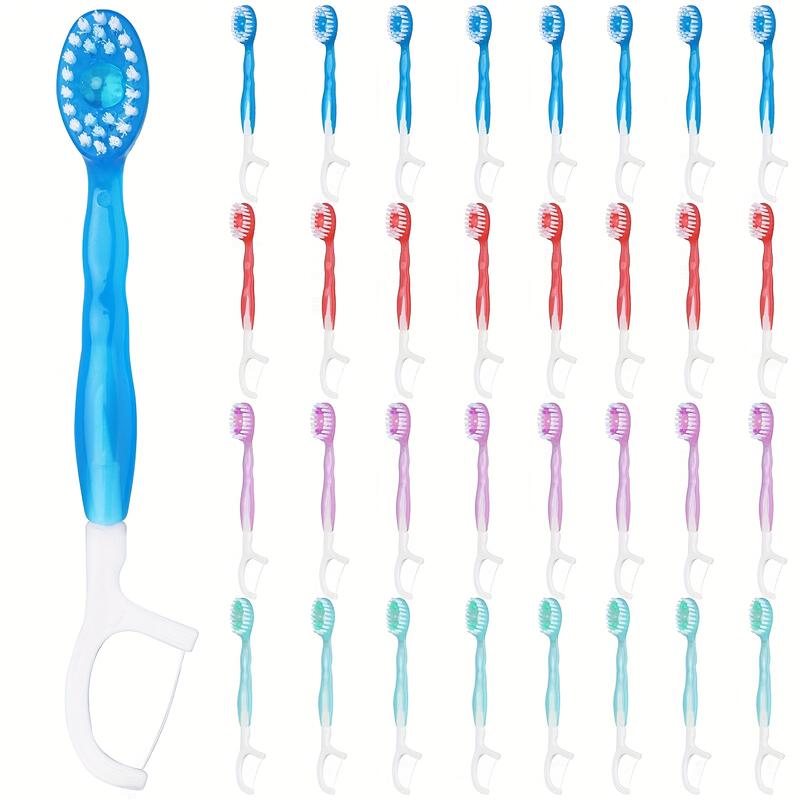 100 Count 5-in-1 Portable Disposable Toothbrushes with Toothpaste, Tongue Cleaner & Dental Floss, Individually Wrapped Multi-Color Mini Travel Toothbrushes, All-in-One Oral Care Kit for Adults Camping Hotel Business Trip
