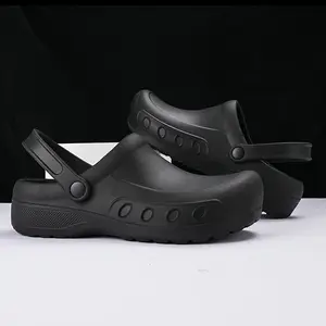 Black Breathable Unisex EVA Chef Clogs Non-Slip Sole Slippers