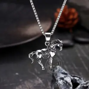 GTHIC Vintage Prairie Horse Stainless Steel Pendant for Men and Women Fashion Accessories Daily Wear Birthday Gifts