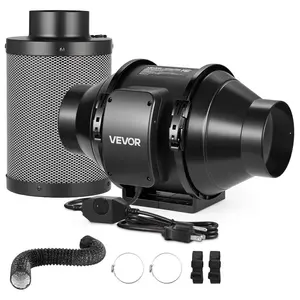 VEVOR 6 Air Filtration Kit, 180 CFM Inline Duct Fan with Speed Controller, Carbon Filter Ducting Ventilation System for Heating Cooling Booster, Grow Tents, Hydroponics