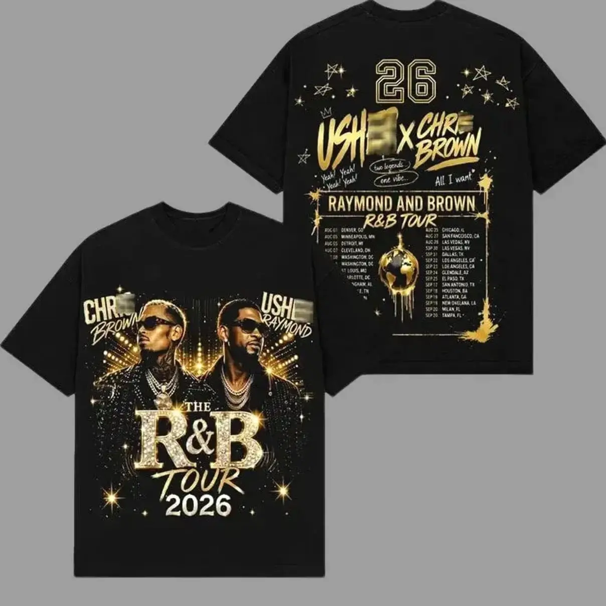 Ch.Brown Usher Raymond The R&B Tour 2026 Unisex Tee ZXD