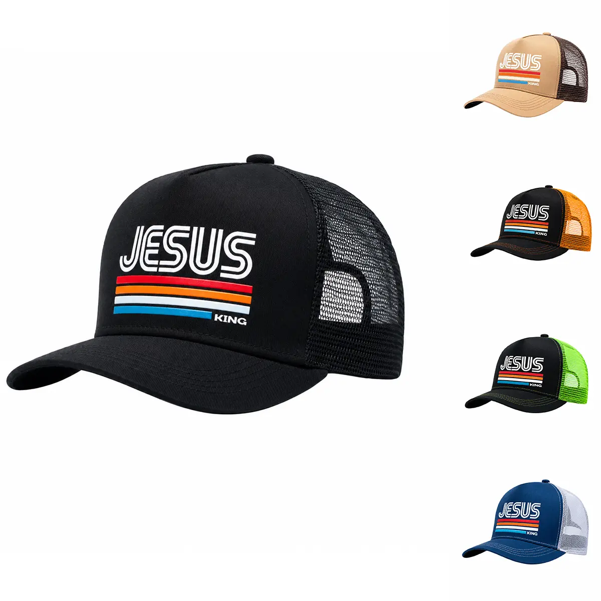 Unisex Jesus Graphic Faith Trucker Cap - Adjustable Outdoor Sun Hat for Spring, Fall Travel, Casual Hip Hop Wear, Sun Shade, Stripes, Logo Trucker Hats, Adjustable Casual Hats