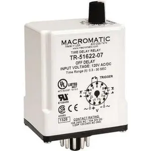 Macromatic 11 Pin, Multiple Range DPDT Time Delay Relay 10 Contact Amp, 120 VAC/VDC, Knob TR-51622-07