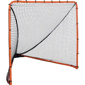 VEVOR Lacrosse Goal, 6' x 6' Lacrosse Net, Folding Portable Backyard Lacrosse Training Equipment, Steel Frame Training Net, Quick & Easy Setup Lacrosse Goal, Perfect for Youth Adult Training, Orange