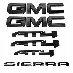 GMC Sierra AT4 1500 2500/3500HD 2019+ Grille & Rear Emblem Kit – Gloss Black, 3D, Premium Quality, 6-Pack Strong Adhesion Rustproof/Waterproof/Fade-Resistant/Durable Car Badges Scratch-Resistant Easy Installation
