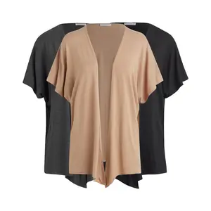 Kimono Style Short Sleeve Dolman Cardigan (3 Pack: Black, Charcoal, Mocha)