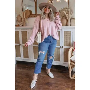Light Pink V-Neck Soft Sweater