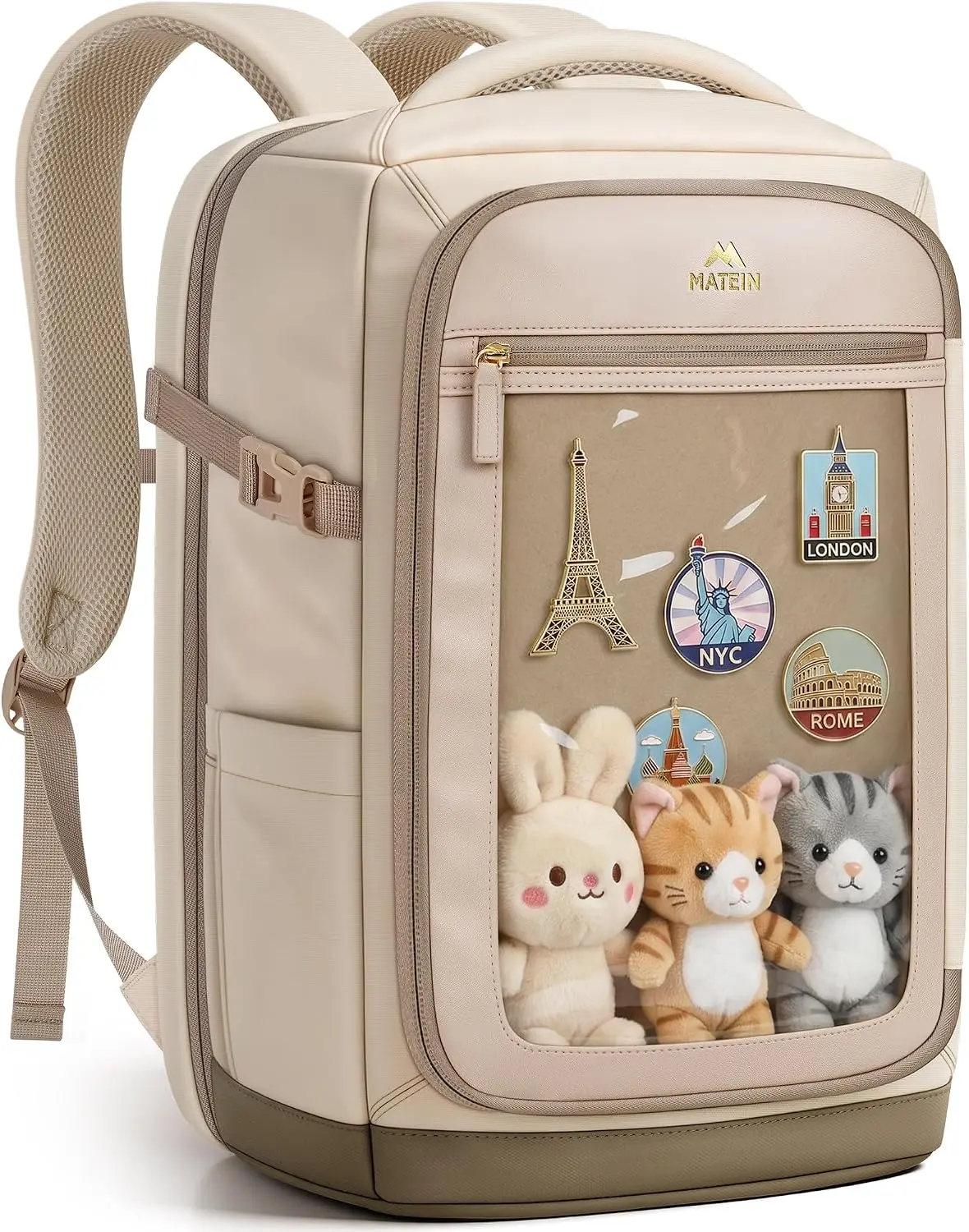 Ita Backpack with Clear Display Pocket, Cute Pin Display Bag for School, Travel & Daily Use