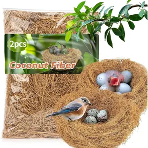 2PCS Coconut Fiber for Bird Nest - Canary Nesting Material Coconut Bird Nest Finch Coconut Fiber Loose Bedding Substrate for Laying Eggs,Resting Materials for Birds, Hummingbird Parakeet