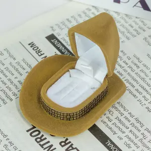 Holylegend Cowboy Hat Jewelry Gift Box – Western Style Velvet Ring Box