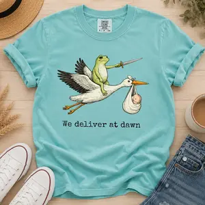 [Collection for Comfort Colors]We Deliver At Dawn Shirt, Labor And Delivery Nurse Tee, Funny Nurse Shirt, OB Nurse Graphic Tee, L&D Nurse Apparel,Nurse Gift, Healthcare Worker Tee, Gift For Mom, Gift For Nurse, Gift For Sister, Gift For Coworker