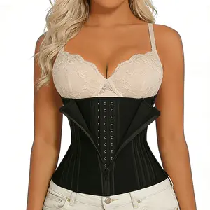 Waist Trainer for Women Body Shapewear Fajas Colombianas Girdle Cincher Adjustable Underbust zipper shaper Full compression Womenswear trainers Black Basic