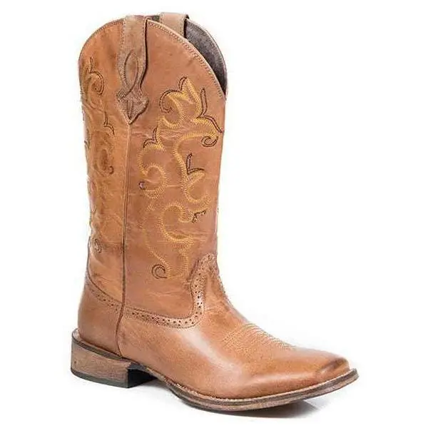 Women's Roper Lindsey Leather Boots Handcrafted Tan