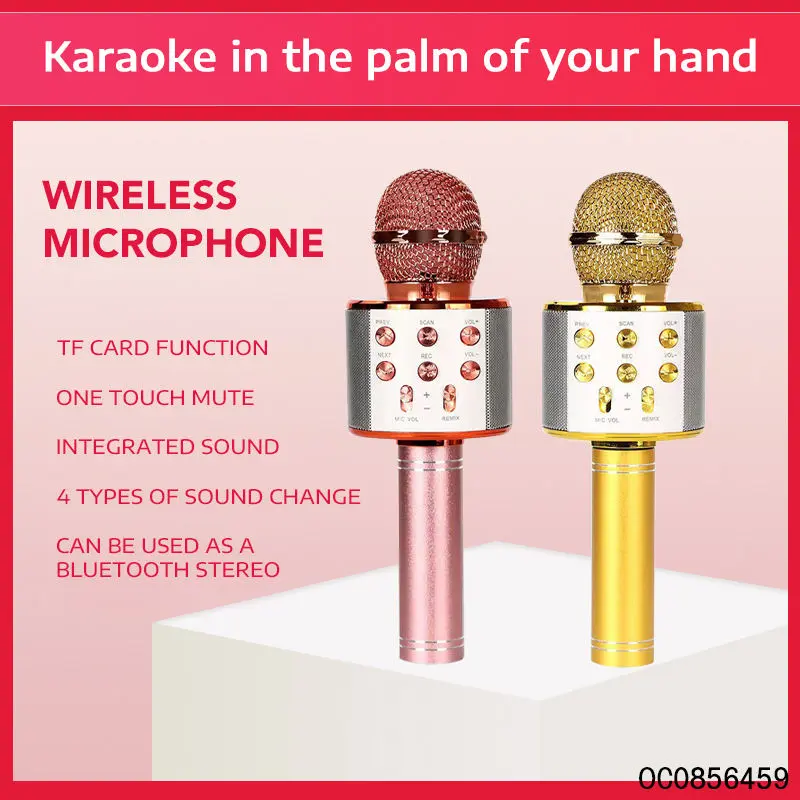 Rechargeable Bluetooth Karaoke Microphone with Advanced Audio Controls, Rechargeable Battery, Echo Effect, Built-in Stereo Speaker, Noise Reduction - Portable KTV Gift for Kids, Compatible with Android Smartphones, USB, Cable, TF Card