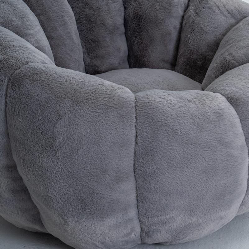Eyisean 45" Fluffy Bean Bag Chair for Adults with Floral-Shaped Backrest, Comfy Soft Cloud Reading Chair with Faux Fur & Foam, Lazy Lounge Single Sofa for Bedroom, Living Room, Apartment