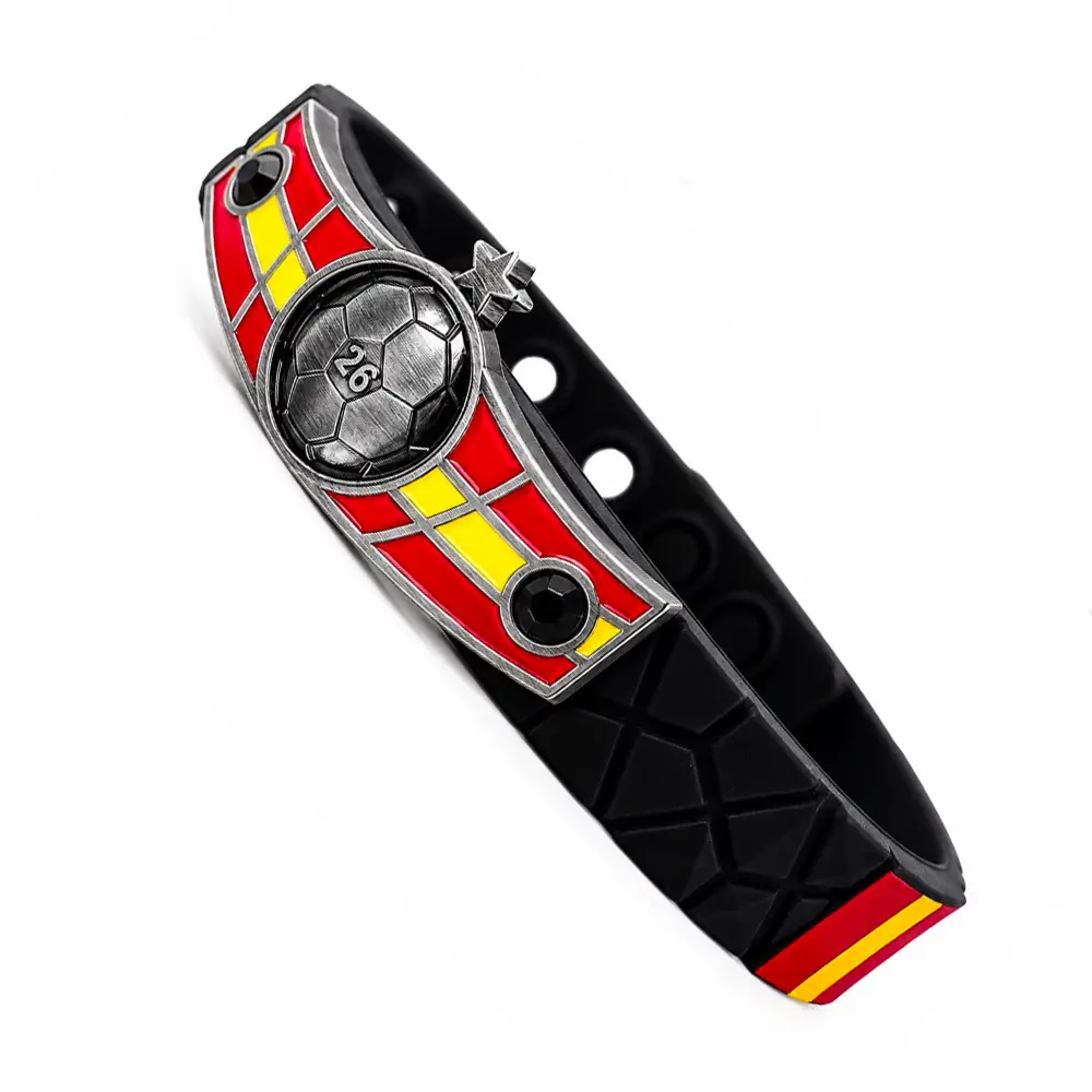 Spain Soccer Bracelet - Adjustable Unisex Football Fashion Collectible Wristband, 10 mm Dimensions, Collectibles, Lightweight, Match Day, Spain Colors