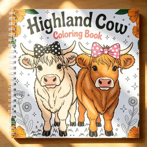 Highland Cow Coloring Book for Adults, Beautiful Scottish Cows with Landscape Scenes, Perfect for Stress Relief & Relaxation, Heavy Weight Paper