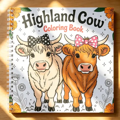 Highland Cow Coloring Book, Beautiful Scottish Cows Pages, Landscape Scenes for Adults, Stress Relief, Anxiety Reduction, Relaxation