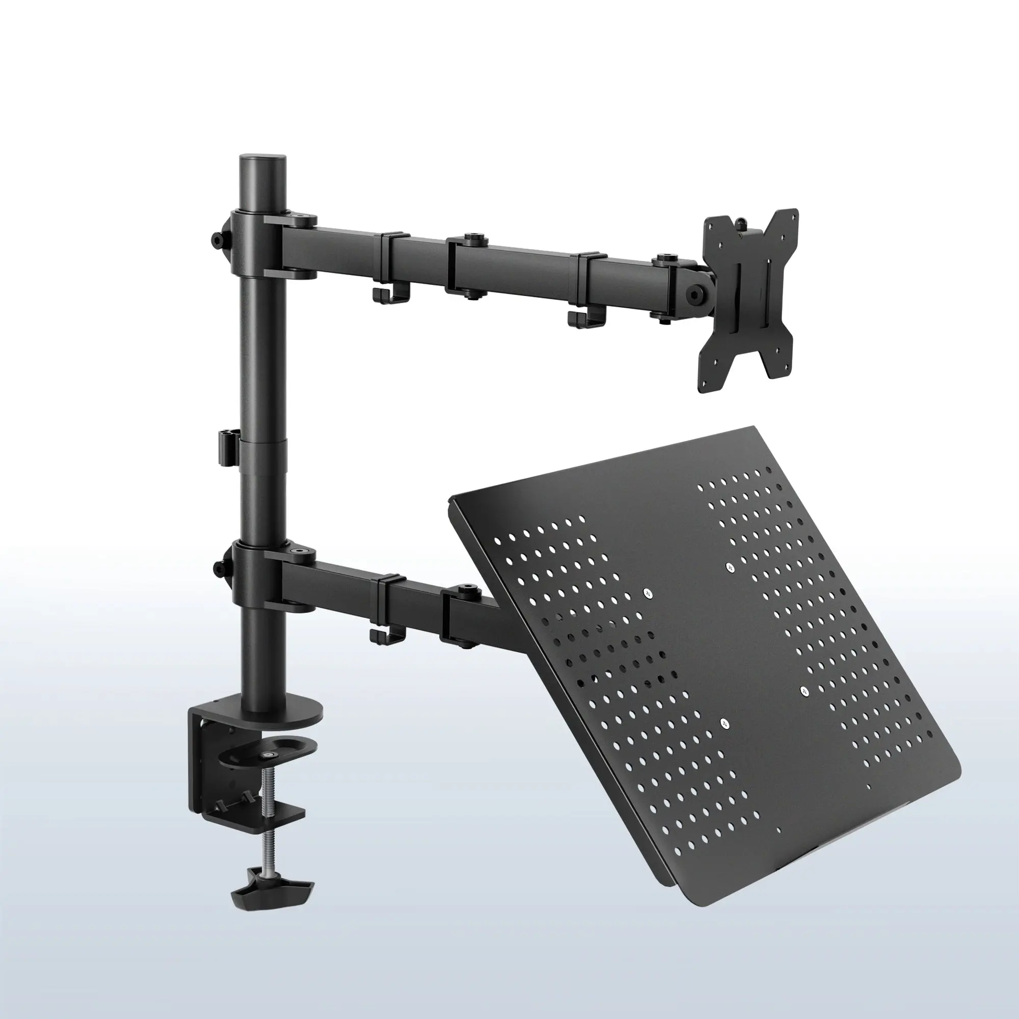 Laptop Stand & Monitor Desk Mount - 17" Laptop Fit, Monitor+Lap Setup, Supports Up to 32" Screens