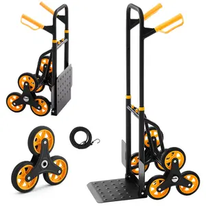 fathersdaygift  VEVOR Stair Climbing Cart, 330 lbs Stair-Climbing Capacity, Heavy-Duty Folding Trolley Cart with Telescoping Handle, 6 Wheels and 2 Bungee Cords, Stair Climber Dolly for Home, Groceries, Warehouse