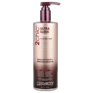 Giovanni 2chic®, Ultra Sleek Shampoo, For All Hair Types, Brazilian Keratin + Moroccan Argan Oil, 24 fl oz (710 ml)