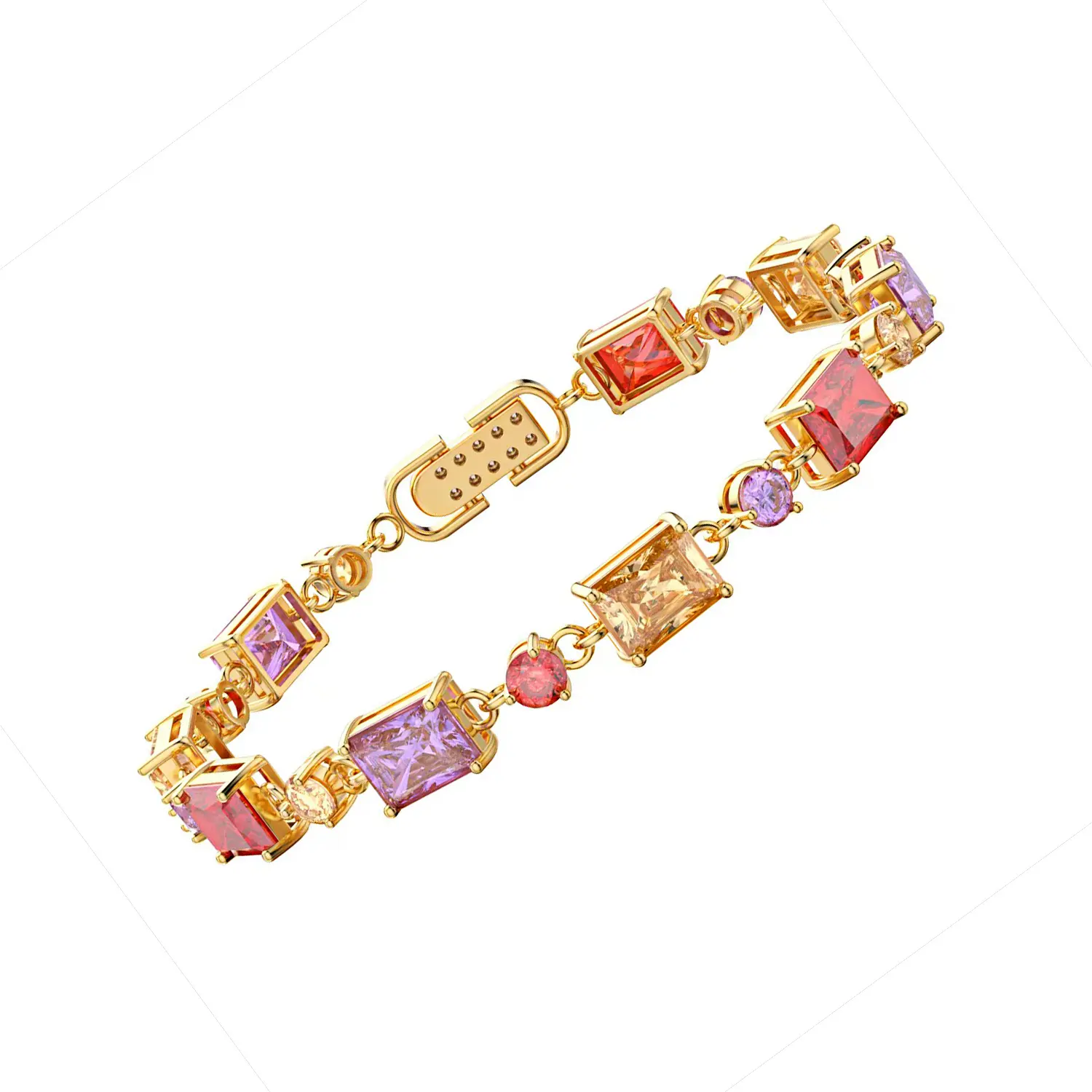 Loveden Yabo Multicolored Charms Bracelet - Yellow Gold-Tone Costume Jewelry, Beautiful Zircon Bangle for Women, Birthday Gift (Multicolored Bracelets & Bangles), Bracelet With Charms