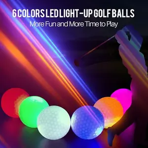 WUDAY 6pcs LED Golf Balls Constant Light Reset after Hit Reusable with Surlyn Cover Golf Gifts for Him Glow-in-the-Dark Multicolor Impact-Activated Ultra Bright golf accessories golf