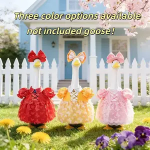 Spring Summer Large Bow Porch Goose Outfits, 23Inch Three-Color Butterfly Print Dress, for Garden Decor Lovers, Outdoor Statue Ornament, Sun-Resistant Easy-Install Washable, Porch Decor Garden Arrangement, All Year Festivals, Gift