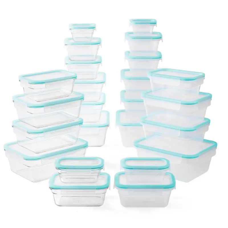 Plastic Food Storage Set with Clear Containers and Blue Lids for Efficient Food Organization 24-Pieces
