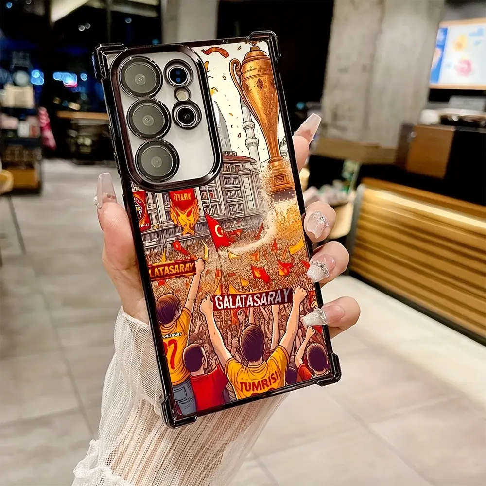 Galatasaray Football Club Trendy Phone Case for Samsung S25, S24, S23, S22, S21, S20 FE Ultra Plus 4G/5G - 52GB Electroplated Shockproof Transparent Protective Cover