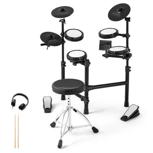 COSTWAY - Electric Drum Set Foldable Drum Kit with 10 Demos and USB MIDI and 2 Drumsticks