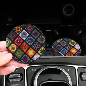 Car Coasters, Geometric Pattern Waterproof Anti-slip Car Cup Mat, Car Interior Decoration