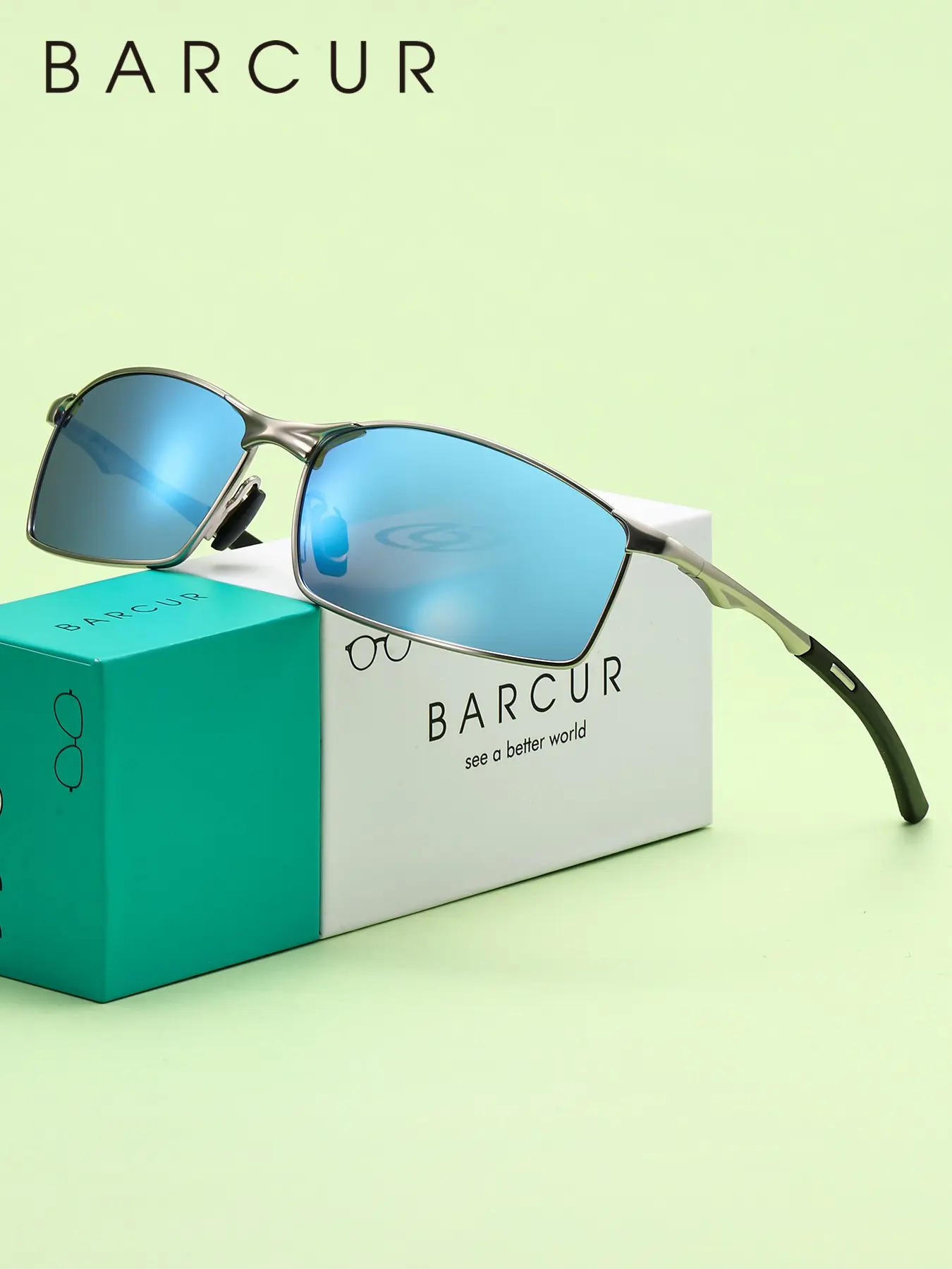 Mirrored Single Lens Oversized Square Sunglasses UV400 Protection Clear Narrow Acetate Square Mirrored Sunglasses with Silver  main image 2