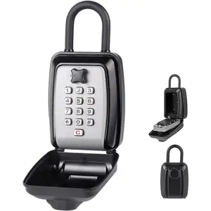 Key Lock Box, Large Capacity Key Storage Box with  Ring, 12-Digit Keyboard Combination, Resettable Code,   Lock Box for , Office, Outdoor