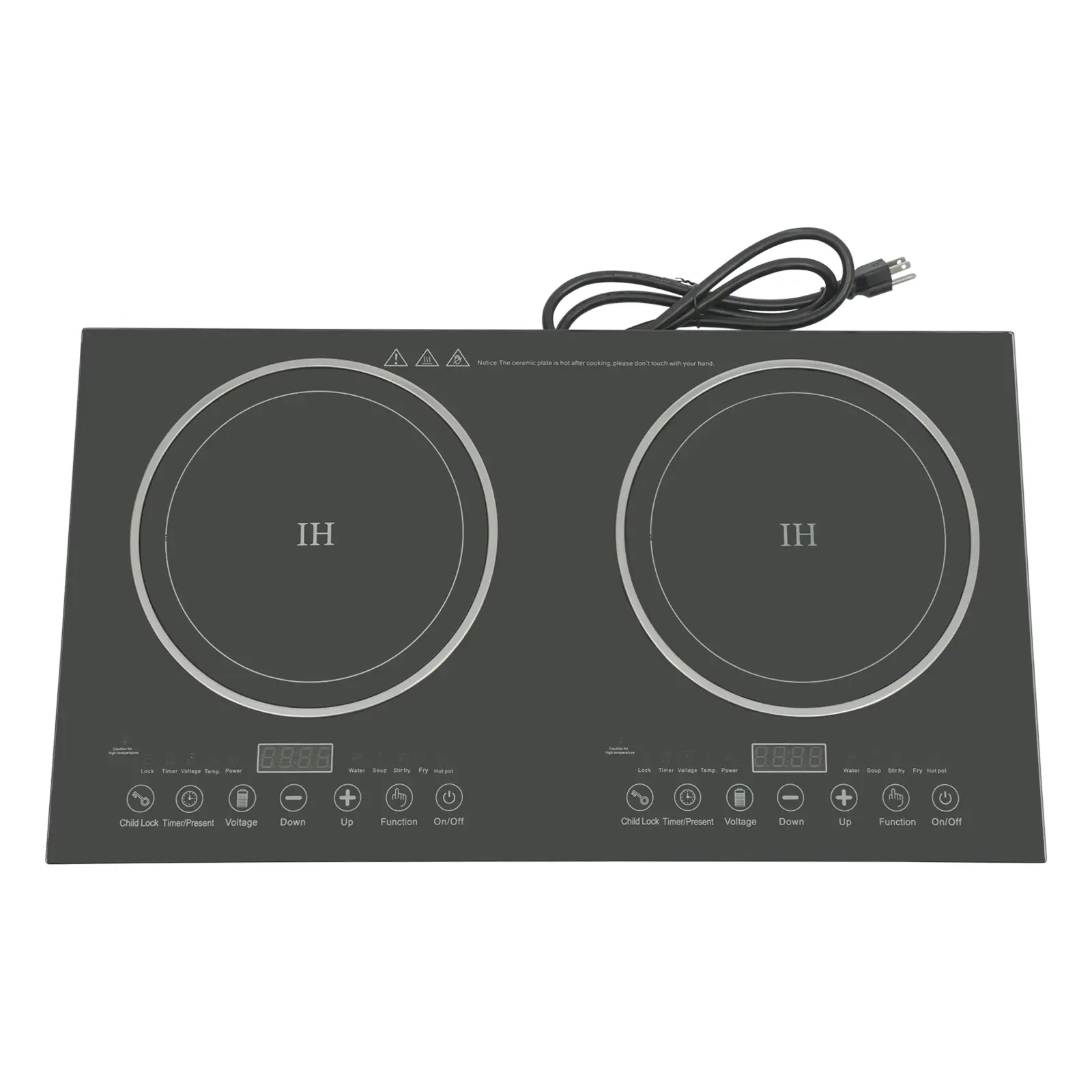 110V 2-Burner Electronic Induction Cooktop - 1200W+1200W LED Countertop & Built-in Stove for Kitchen, Camping