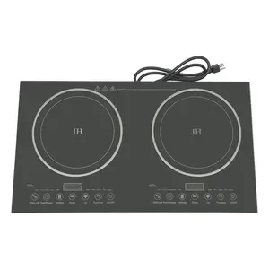 110V Double Induction Cooktop 2 Burner 1200W+1200W LED Countertop & Built-in Stove for Kitchen Camping Dorm
