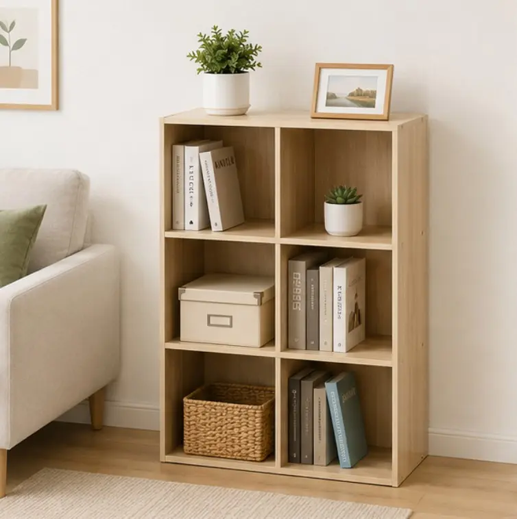 6-Cube Storage Organizer, Spring Pine Finish, Modular Cube Shelf for Books, Bins, Decor & Home Storage