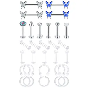 OIDEA Clear Bioplastic Piercing Retainer 16G 316L Surgical Steel Acrylic Flexible Cartilage Lip Nose Body Jewelry Hidden