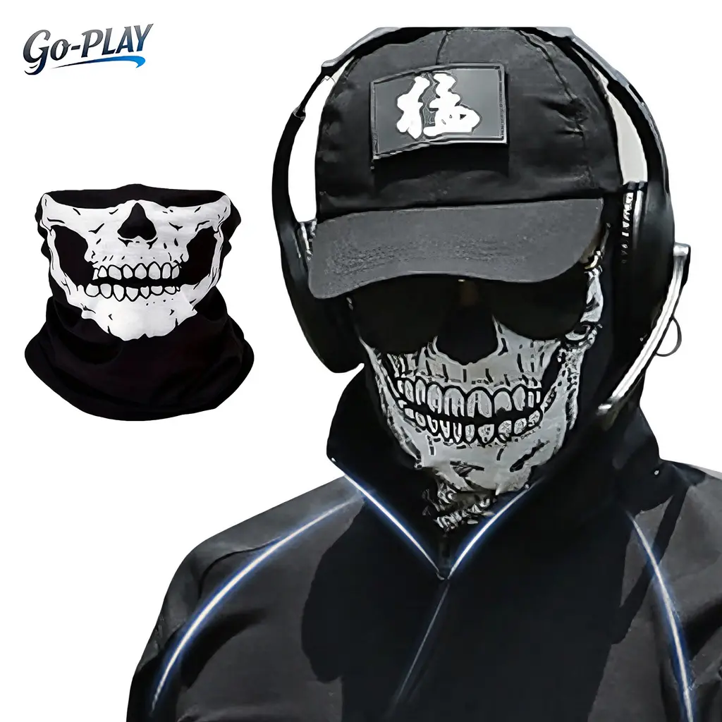 2-Pack Skull Print Neck Gaiter Bandana - Universal Windproof Breathable Face Covering, Protect in Style for Motorcycle Outdoor Sports, Cosplay, Skull Face Covers & Mask