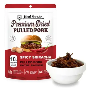Meat Shredz Dried Pulled Pork Sriracha Flavor Snack, High Protein Low Sugar, Gluten Free, Shredded Jerky Chew, Camping & Backpacking Food, 1 Pack