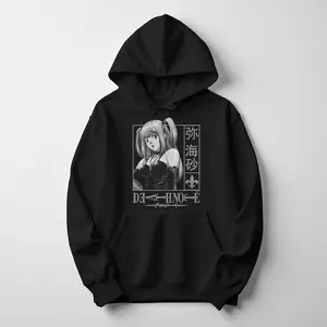 [Made in USA] Death Note Misa Hoodie, Kanji Frame Gothic Anime Pullover, Japanese Manga Girl Graphic Hoodie, Otaku Streetwear Unisex Top, Dark Aesthetic TikTok Trending Gift
