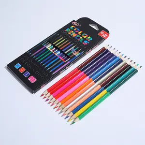 Double Color Pencil Dual Core Colored Pencils Set of 12 Pieces 24 Colors Oil-Based Art Supplies for Drawing and Coloring