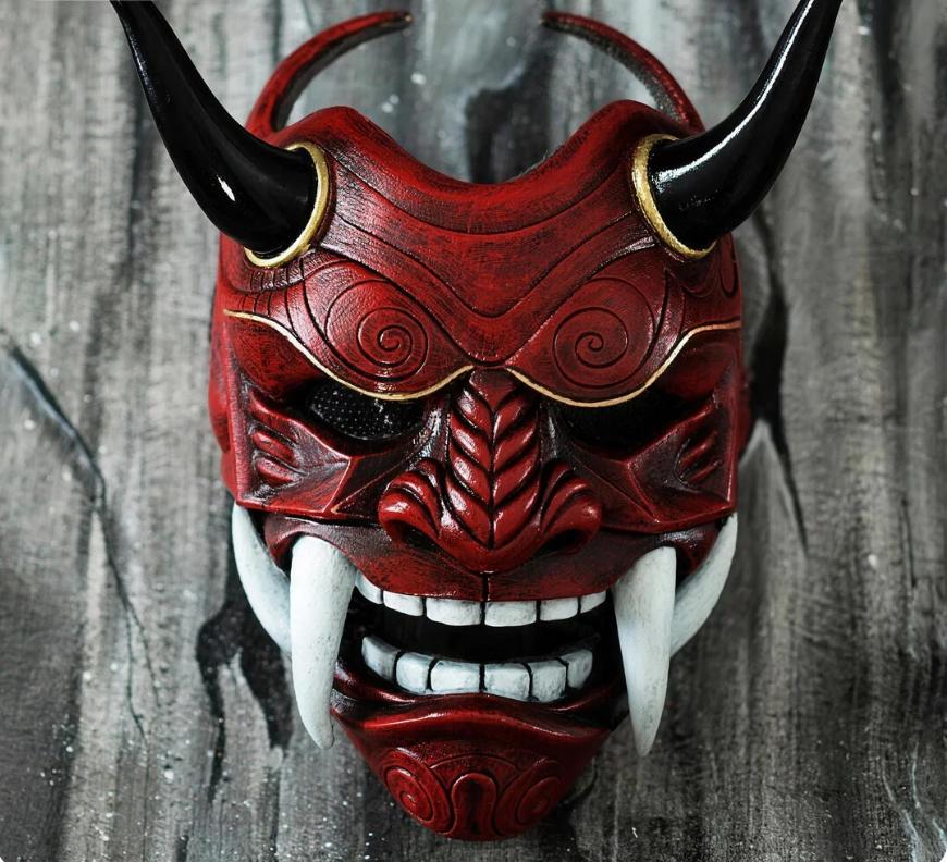 Whimsical Realistic Headpiece 3D Japanese Demon Mask  - Inspired by Eastern Lore! ViralTikTok Japanese Demon Cosplay Collection! Unleash Your InnerRockstar ThisHalloween!