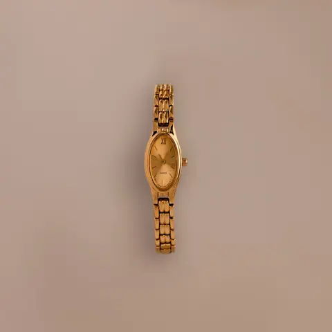 Slim Oval Timepiece by Caitlyn Minimalist - Vintage Style 18K Gold Plated & Mixed Metal Link Watch for Women - Minimalist Jewelry - Christmas Gifts for Her