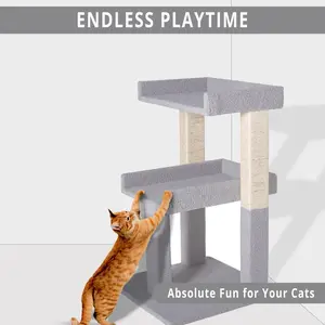 Large Cat Tree Tower with 2 Spacious Platforms, Sturdy Multi-Cat Condo with Sisal Scratching Posts, Stable Anti-Tip Design for Indoor Cats