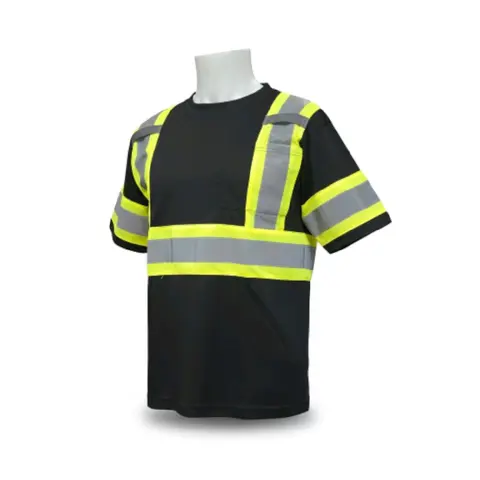 Black Short Sleeve PPE Equipment Protection Top - High Visibility Reflective Vest, Safety Light Top, Protection Tops
